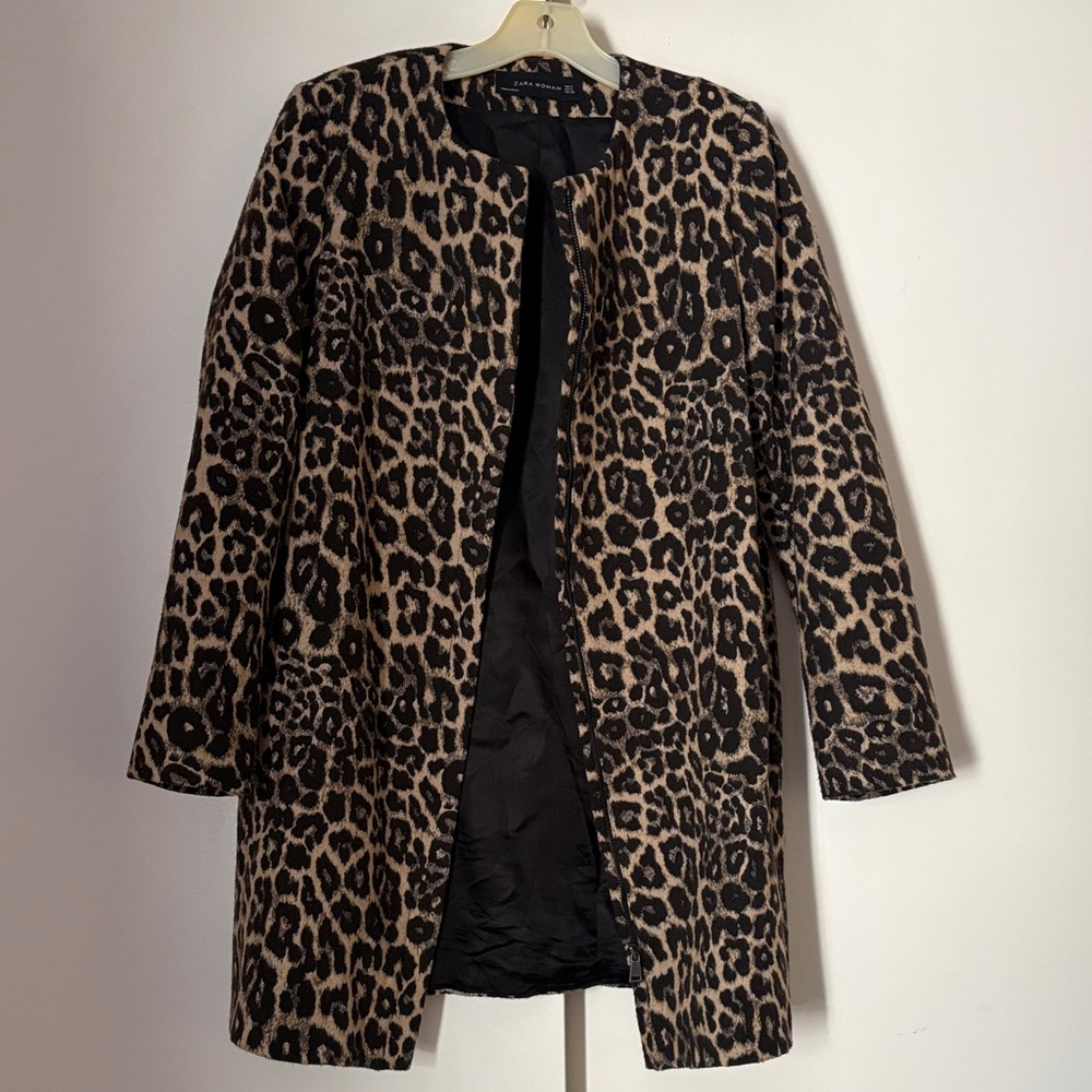 Zara Woman Leopard Print Coat Small